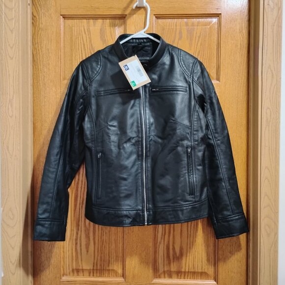 Dodge Women’s Black Biker Genuine Leather Jacket Size L - Picture 2 of 15